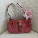 Coach Pink Patent Leather Demi Hamptons Buckle Bag