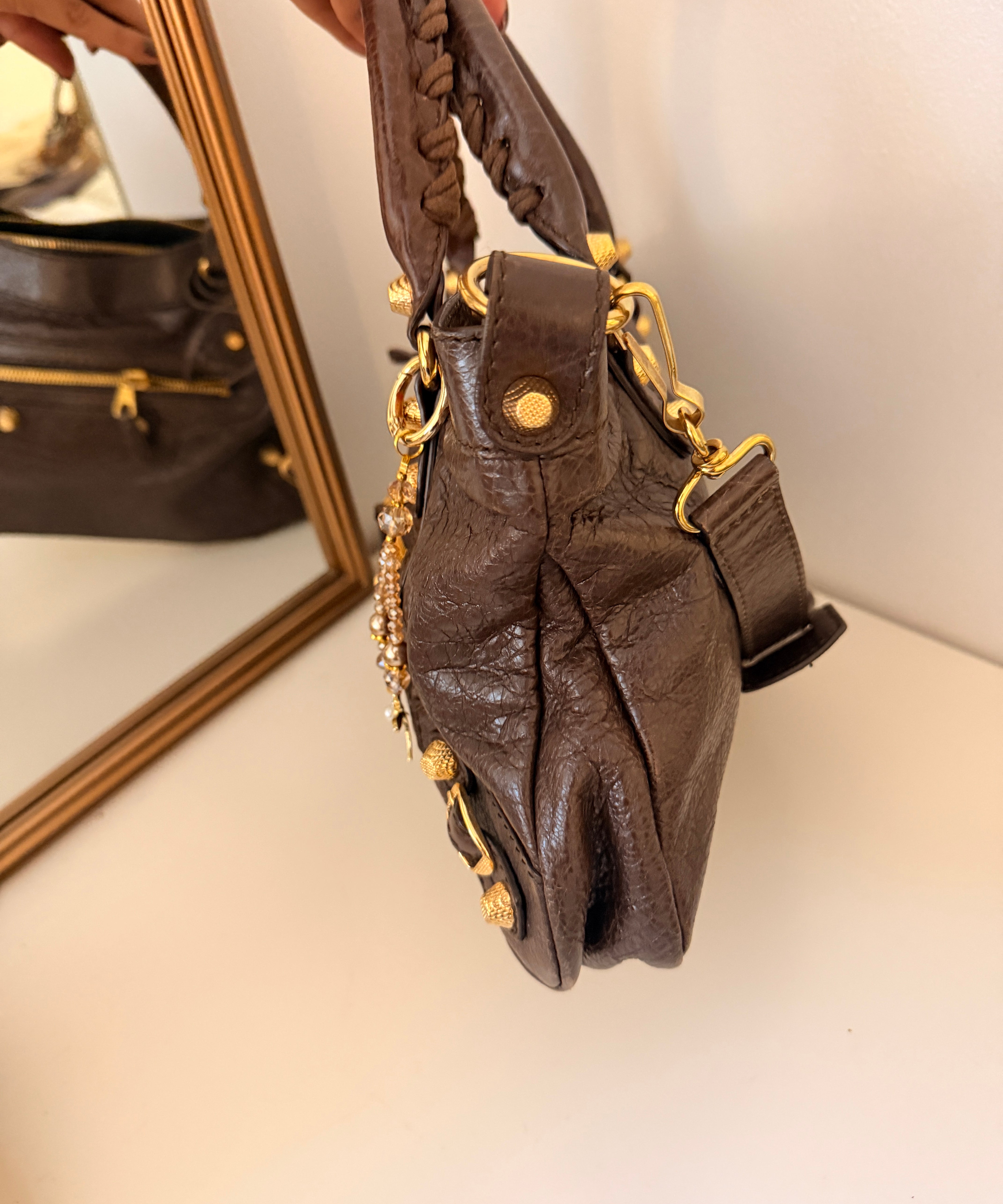 Balenciaga Brown Classic City Mini Leather Gold Hardware Bag
