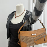 Brown Dior Trotter Monogram Zipper Shoulder Bag