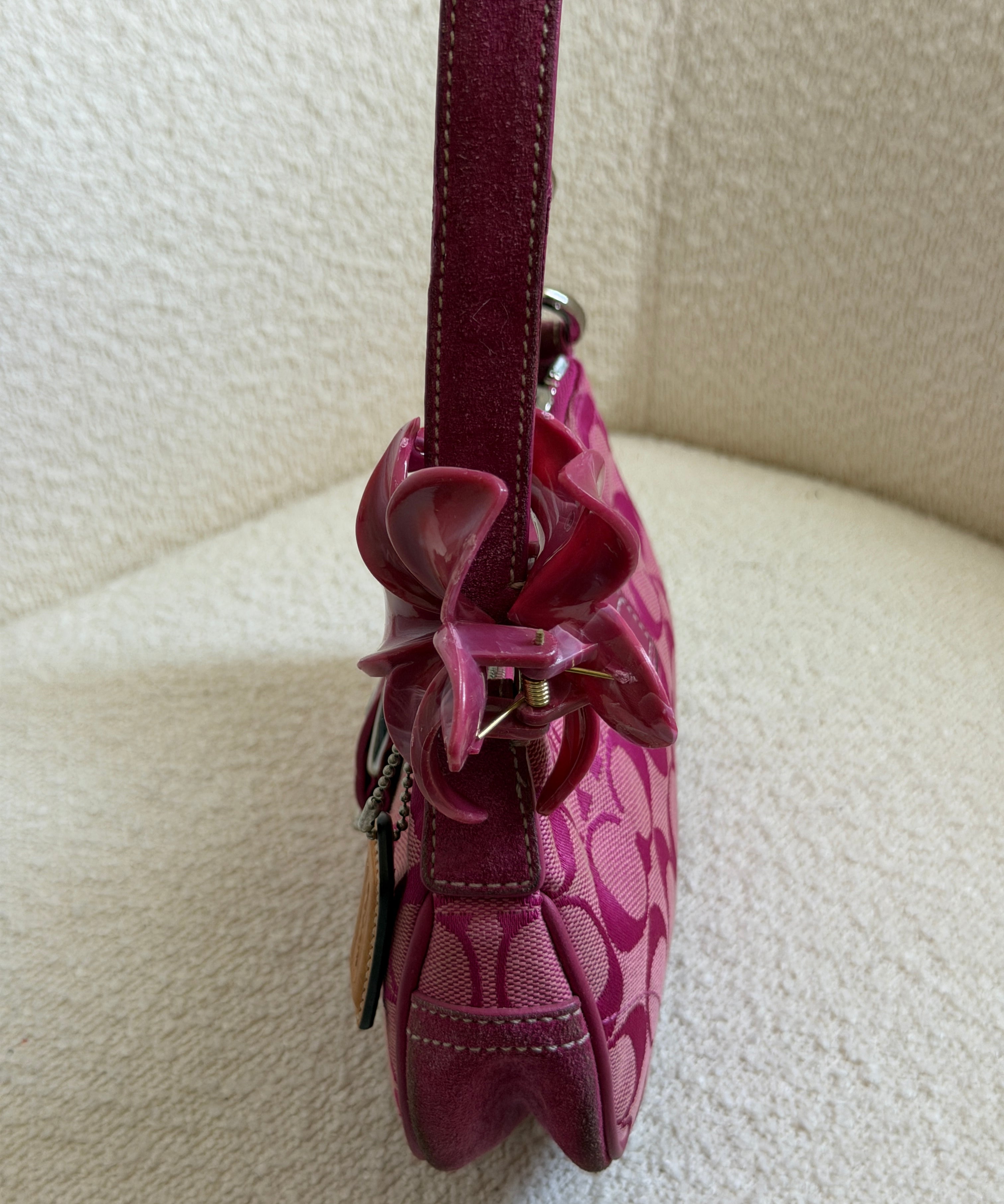 Coach Hot Pink Canvas Demi Hamptons Buckle Bag