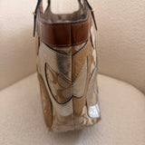 Coach Gold Op Art Patchwork Tote Bag