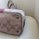 Coach Pink Stripe Kisslock Tote