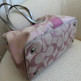 Coach Pink Stripe Kisslock Tote