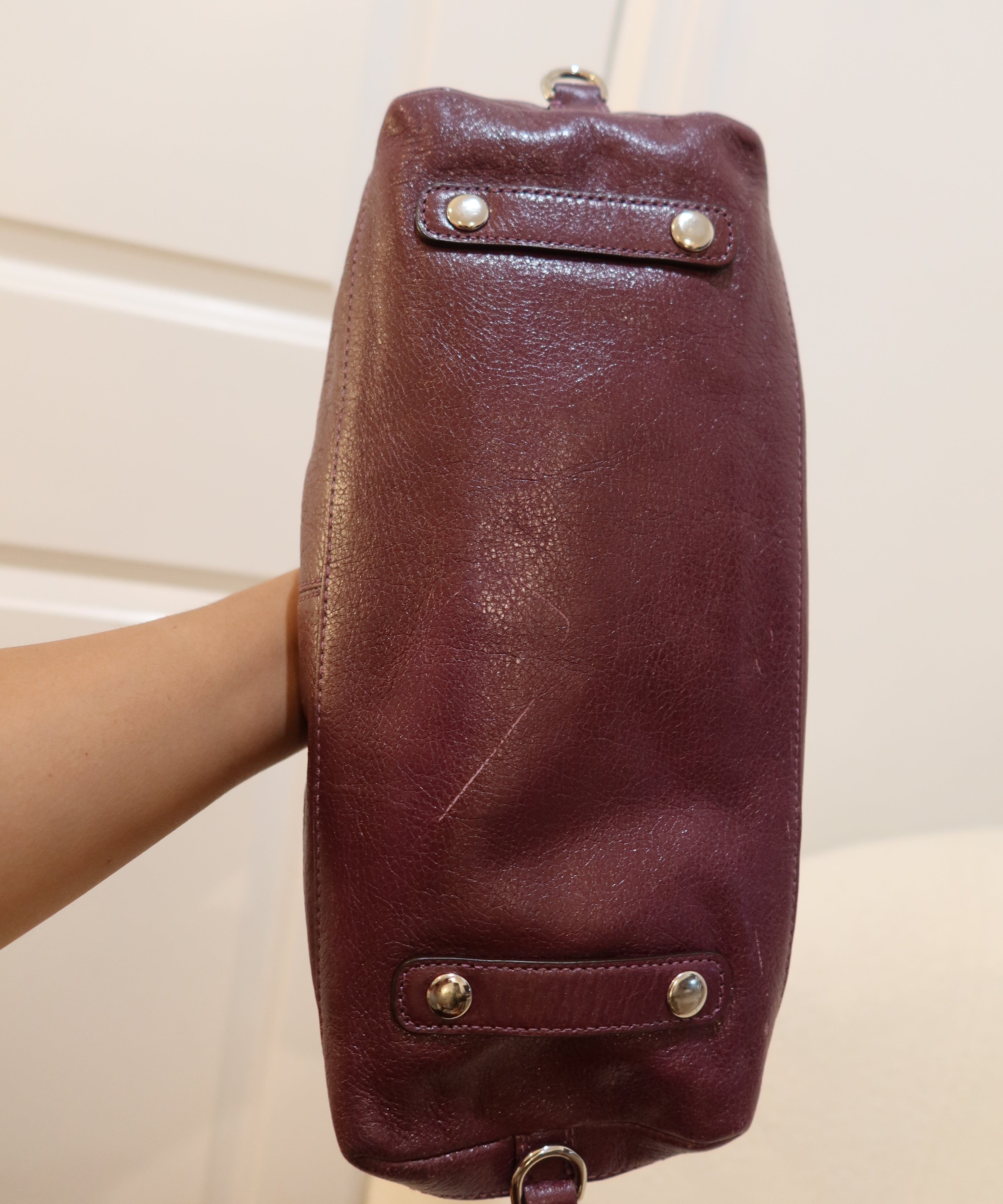 Plum Leather Coach Sabrina Madison Bag