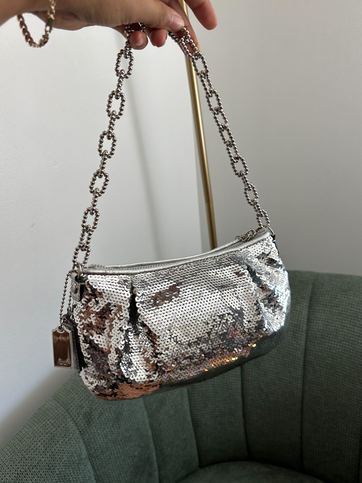 Rare Coach Silver Sequin Poppy Bag