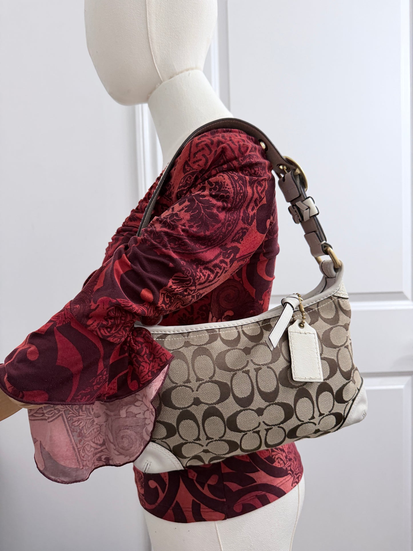 Coach Signature Shoulder Bag with Brass Hardware