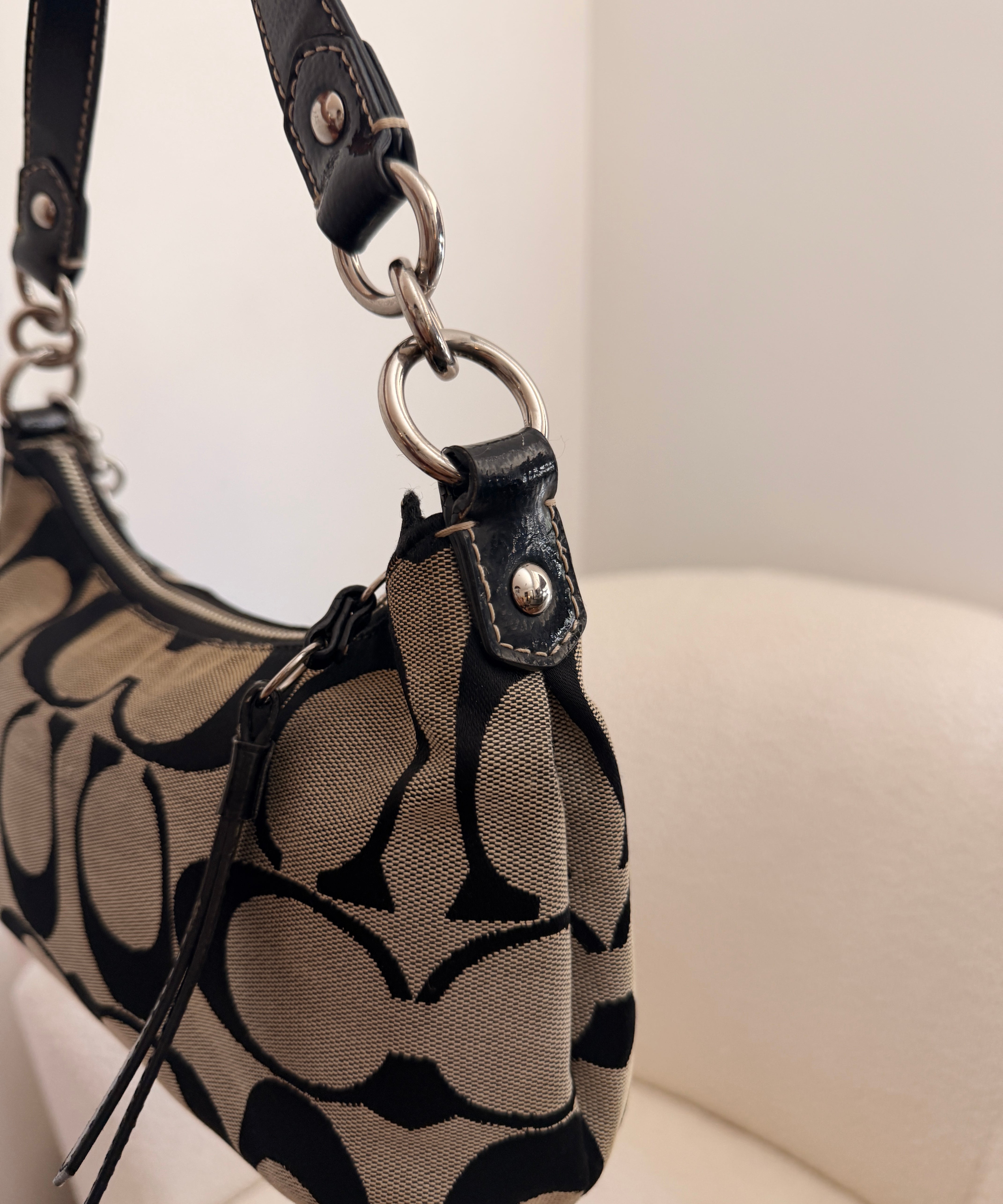 Coach Black Stripe Mini Signature Shoulder Bag