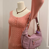 Coach Lilac Pebbled Leather Hobo Shoulder Bag