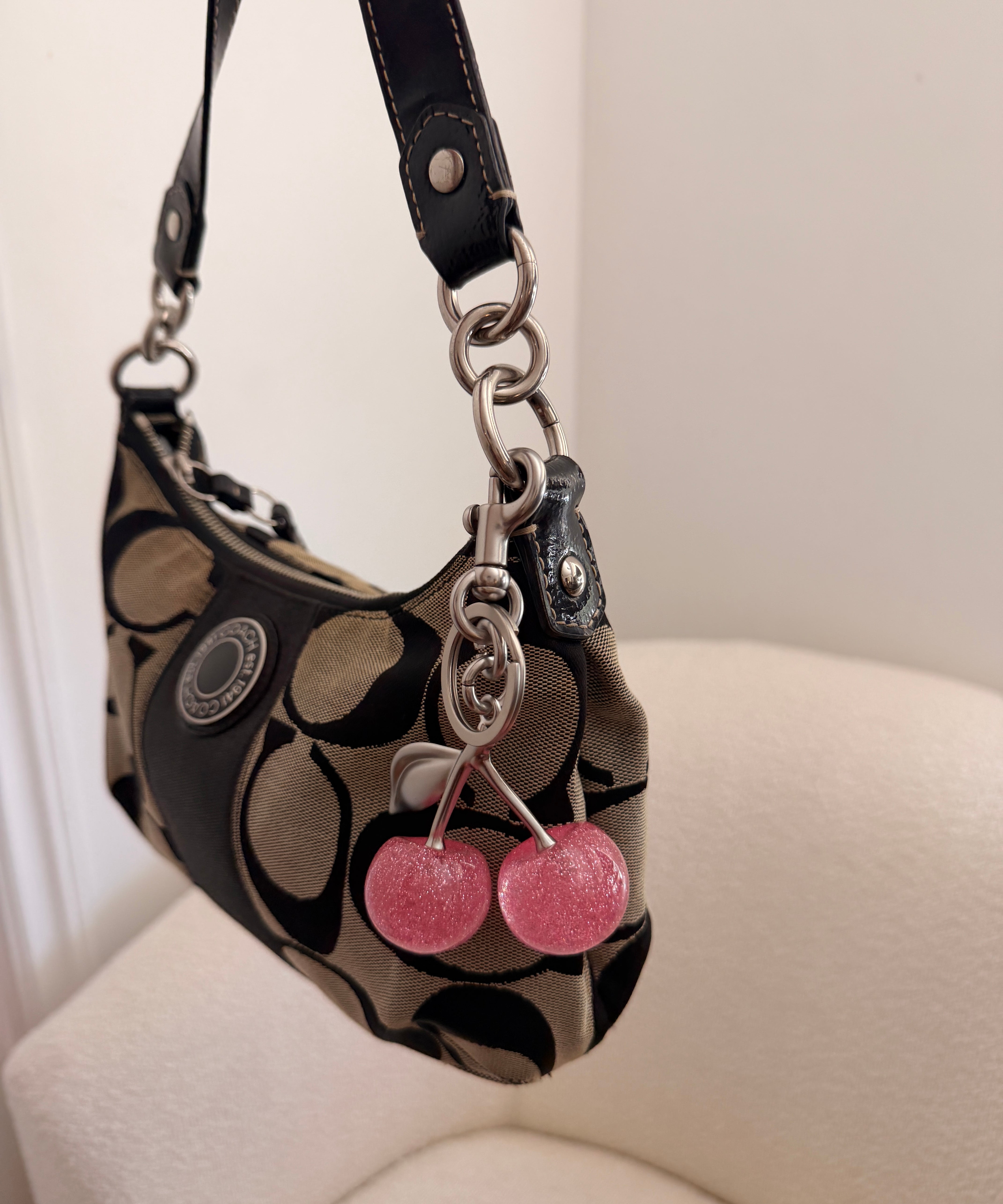 Coach Black Stripe Mini Signature Shoulder Bag