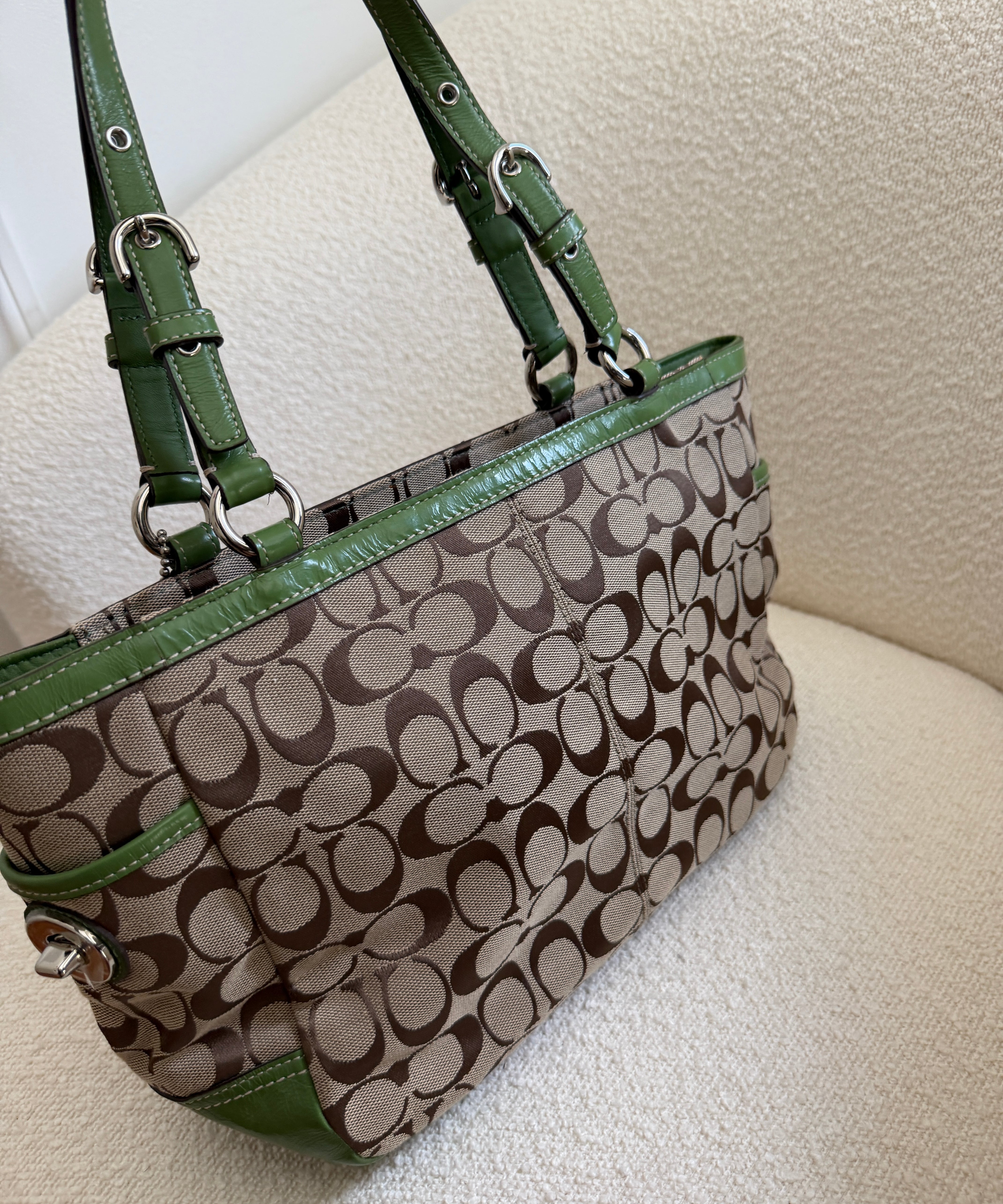Coach Green Signature Tote Bag