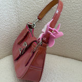 Coach Pink Patent Leather Demi Hamptons Buckle Bag