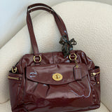 Coach Burgundy Peyton Patent Leather Turnlock Legacy Bag