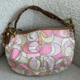 Coach Pink Optic Signature Hobo Shoulder Bag