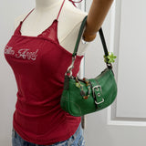 Rare Coach Green Leather Demi Hamptons Buckle Bag