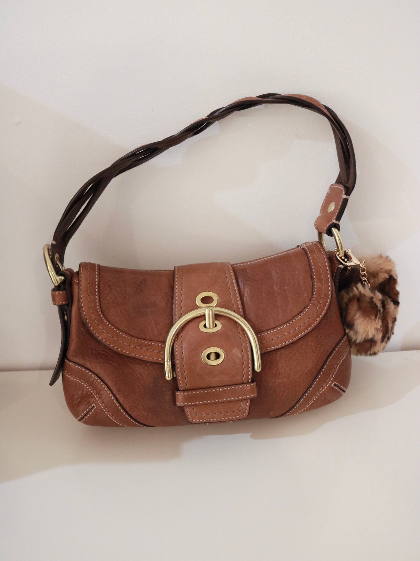 Rare Coach Whiskey Mini Soho Bag with Brass Hardware