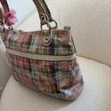 Coach Plaid Madras Poppy Tote Bag