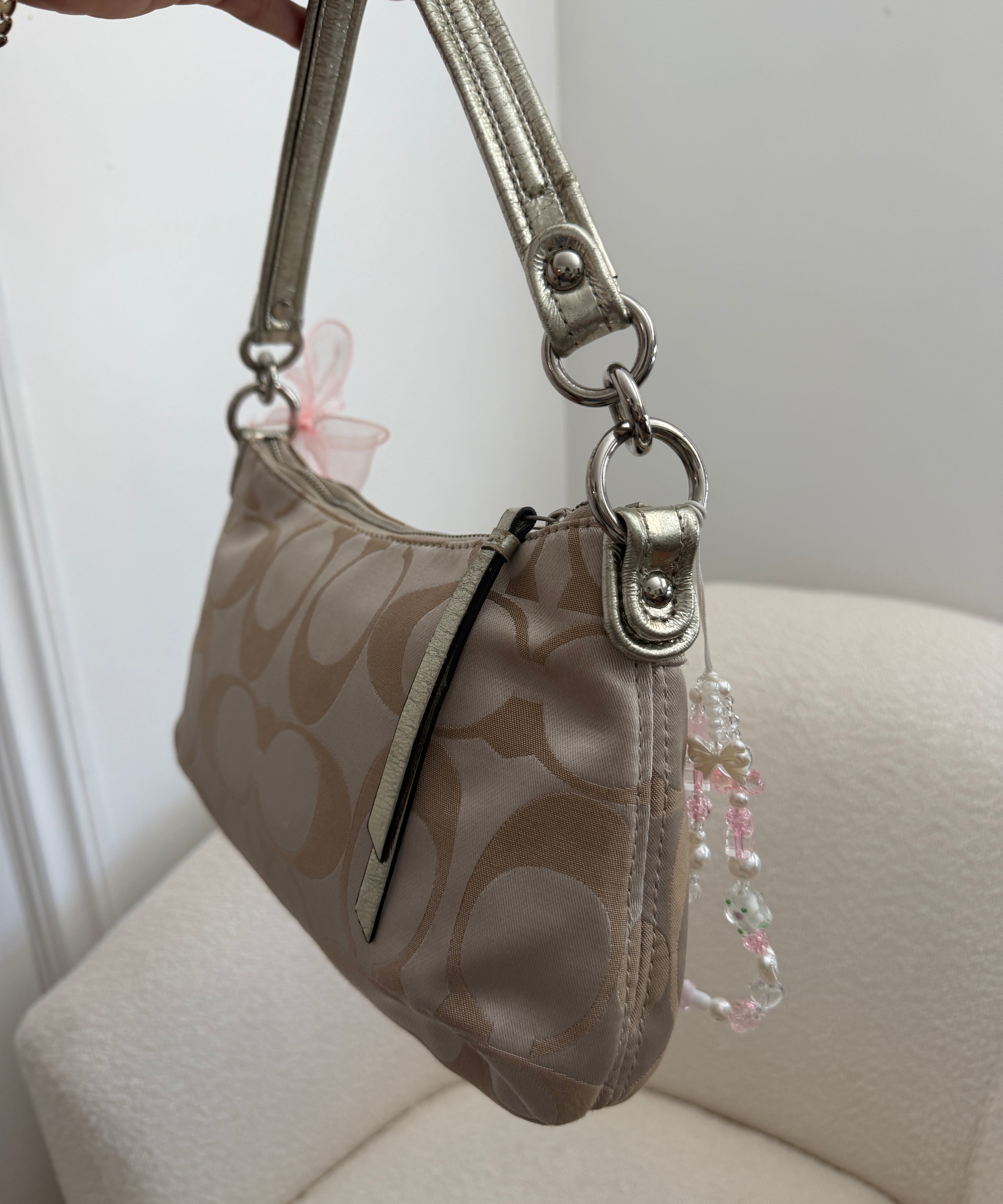 Coach Beige Signature Poppy Shoulder Bag