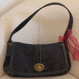 Coach Black Signature Turnlock Ergo Flap Bag