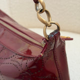 Chanel 2003 Camellia Perforated Patent Red Shoulder Bag