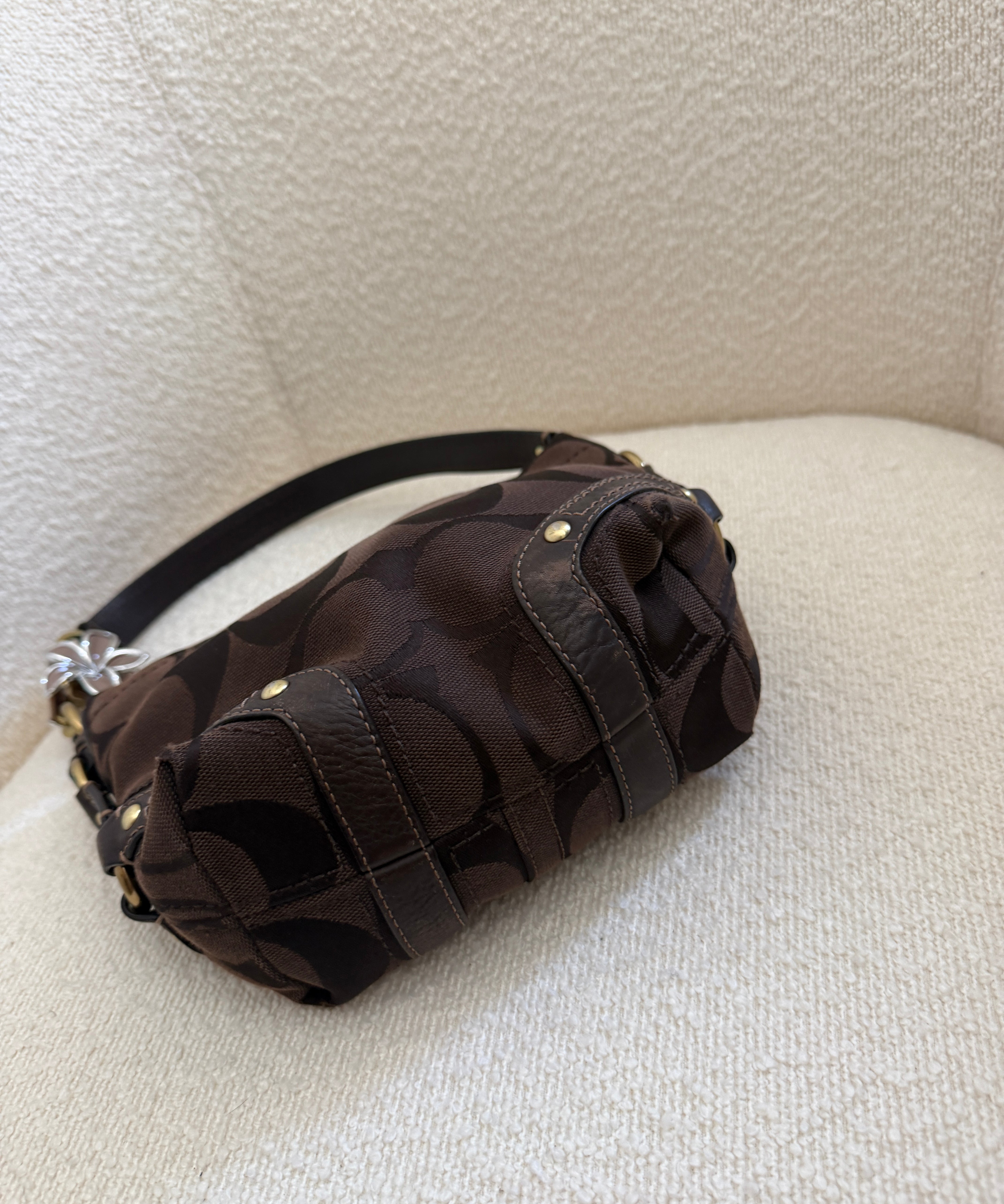 Chocolate Brown Canvas Small Carly Bag