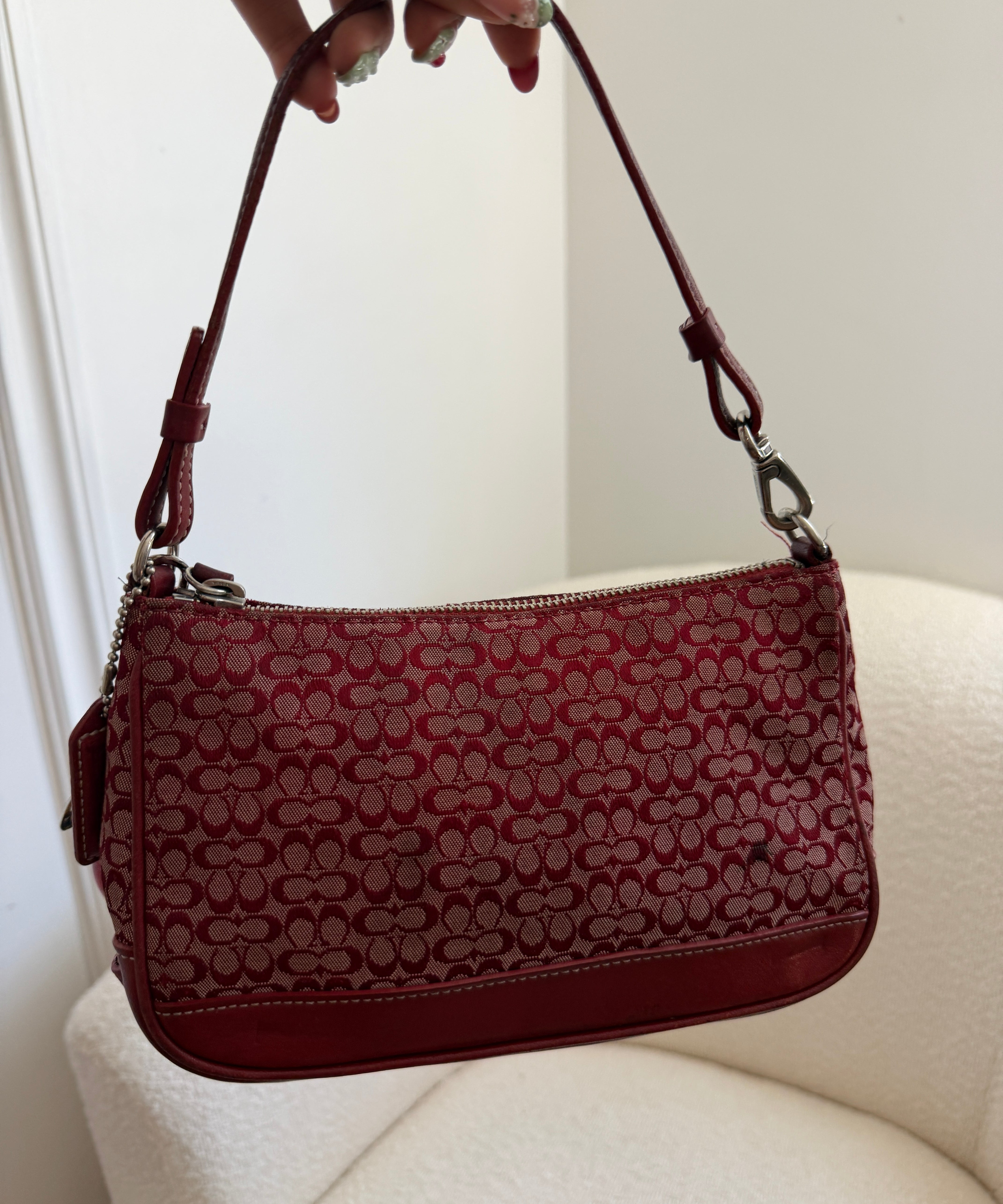 Rare Coach Red Signature Demi Hamptons Bag