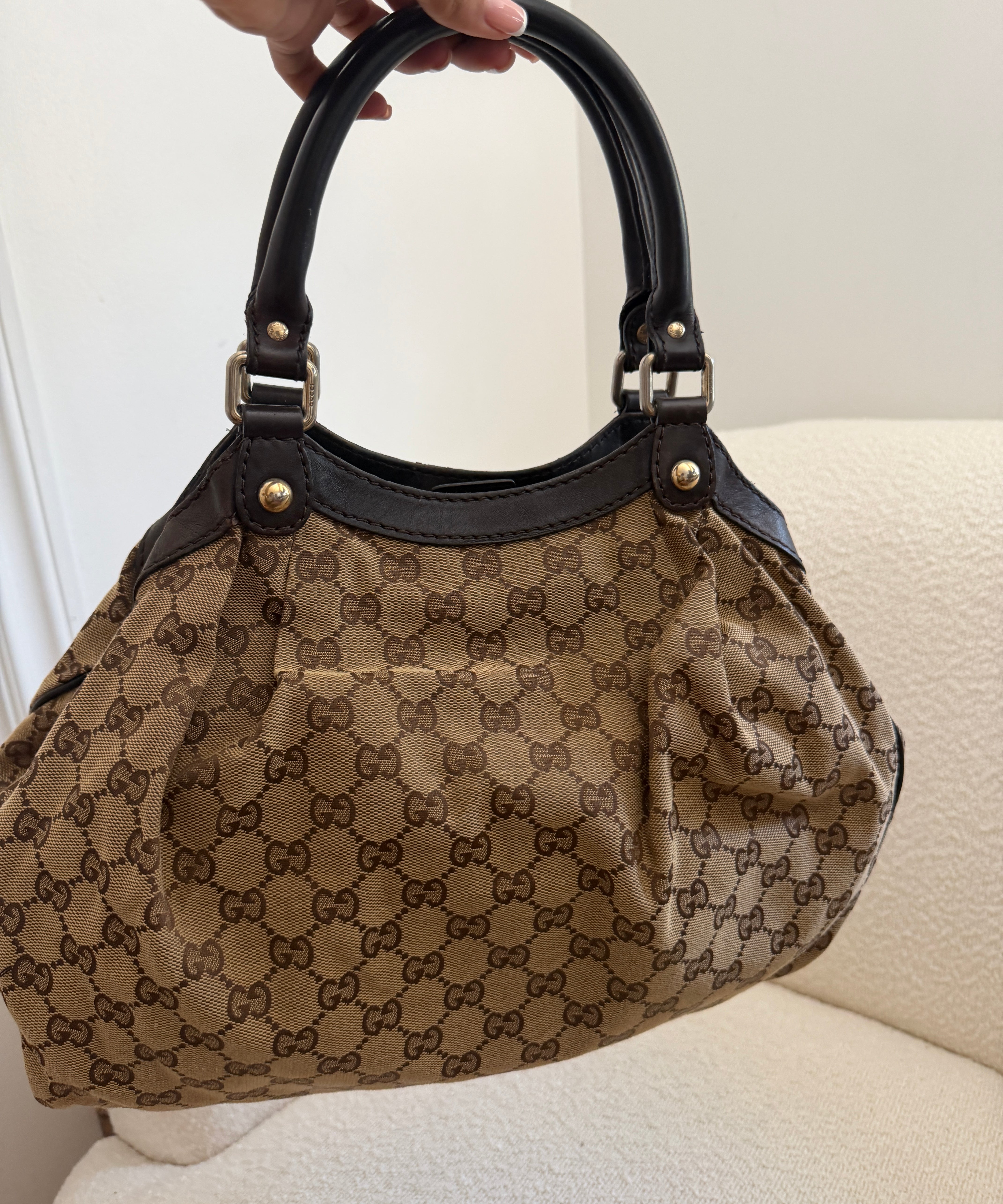Brown Gucci GG Sukey Tote Bag