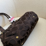 Brown Signature Coach Garnett Turnlock Bag