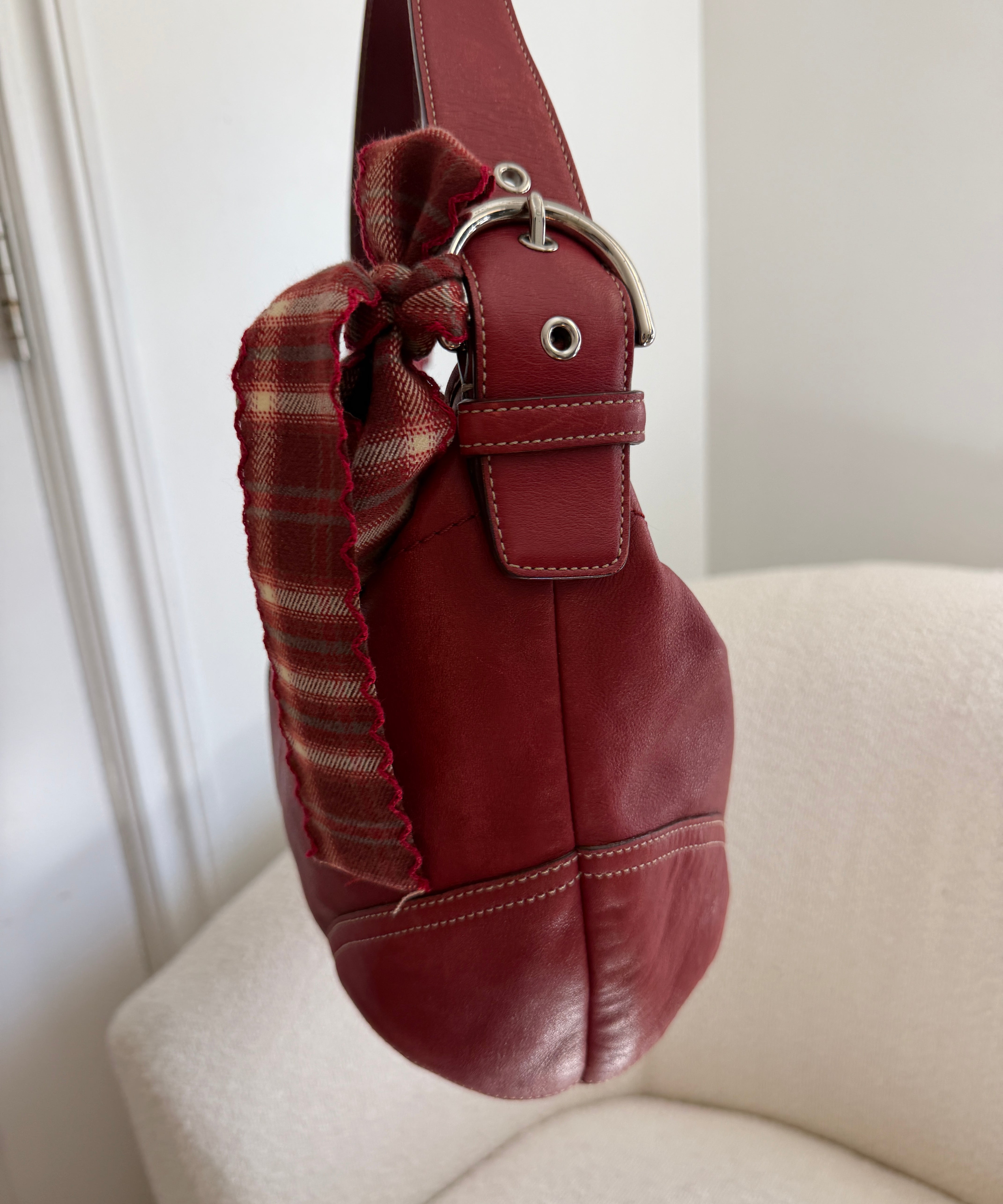 Coach Red Leather Hobo Bag