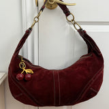 Coach Red Large Suede Hobo Bag
