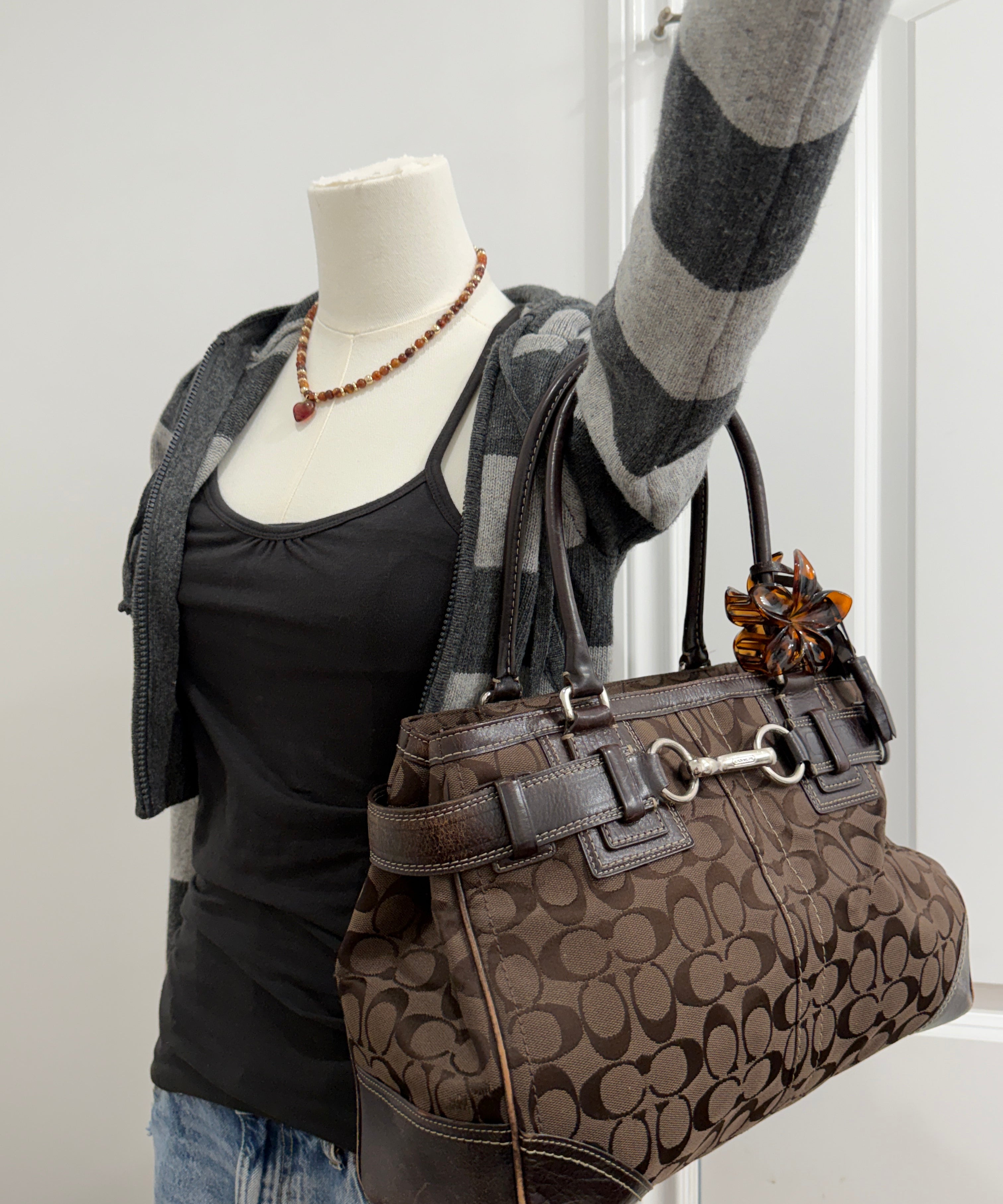 Coach Brown Signature Hamptons Carry-All Bag