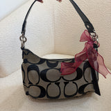 Coach Black Stripe Mini Signature Shoulder Bag