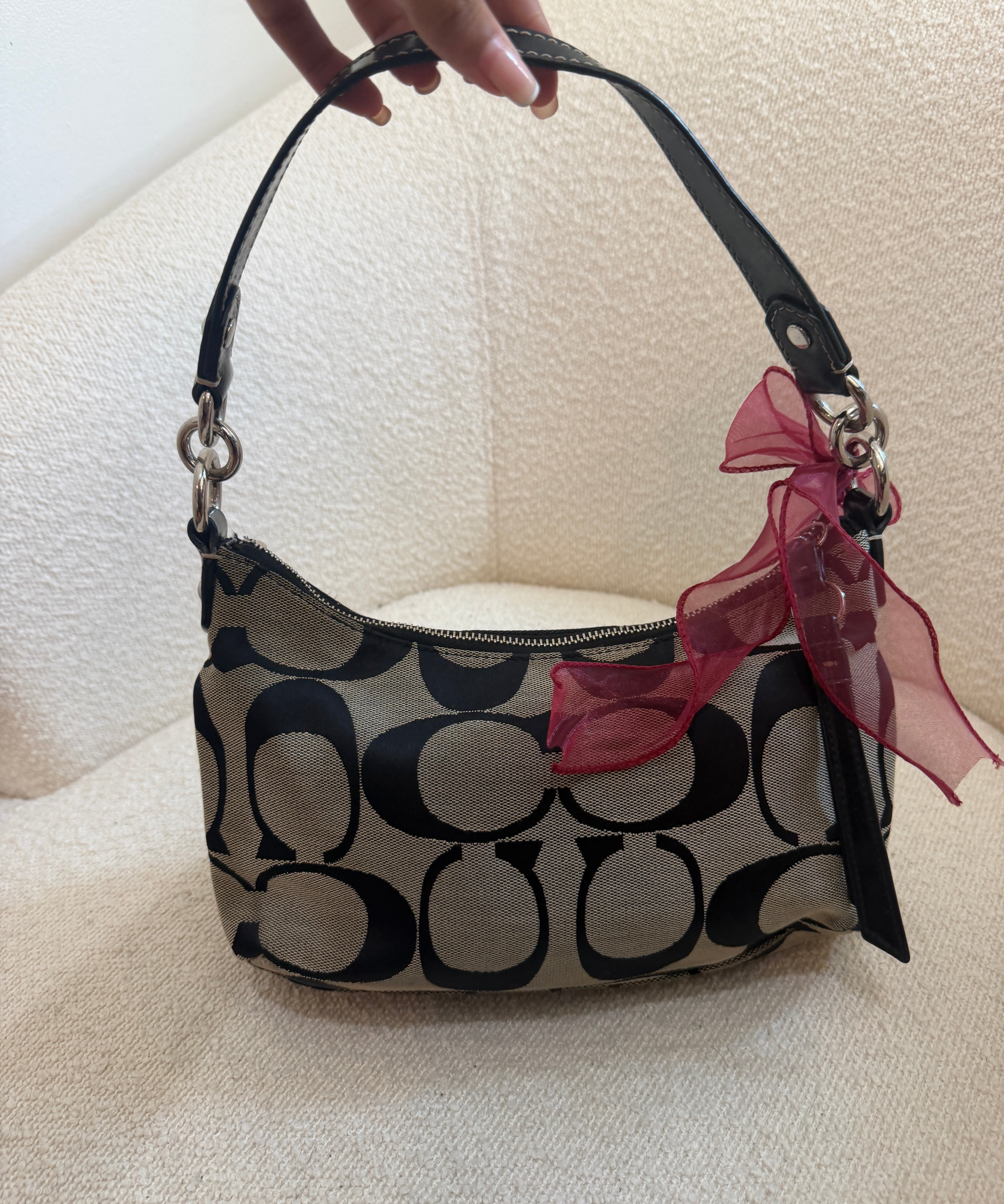 Coach Black Stripe Mini Signature Shoulder Bag