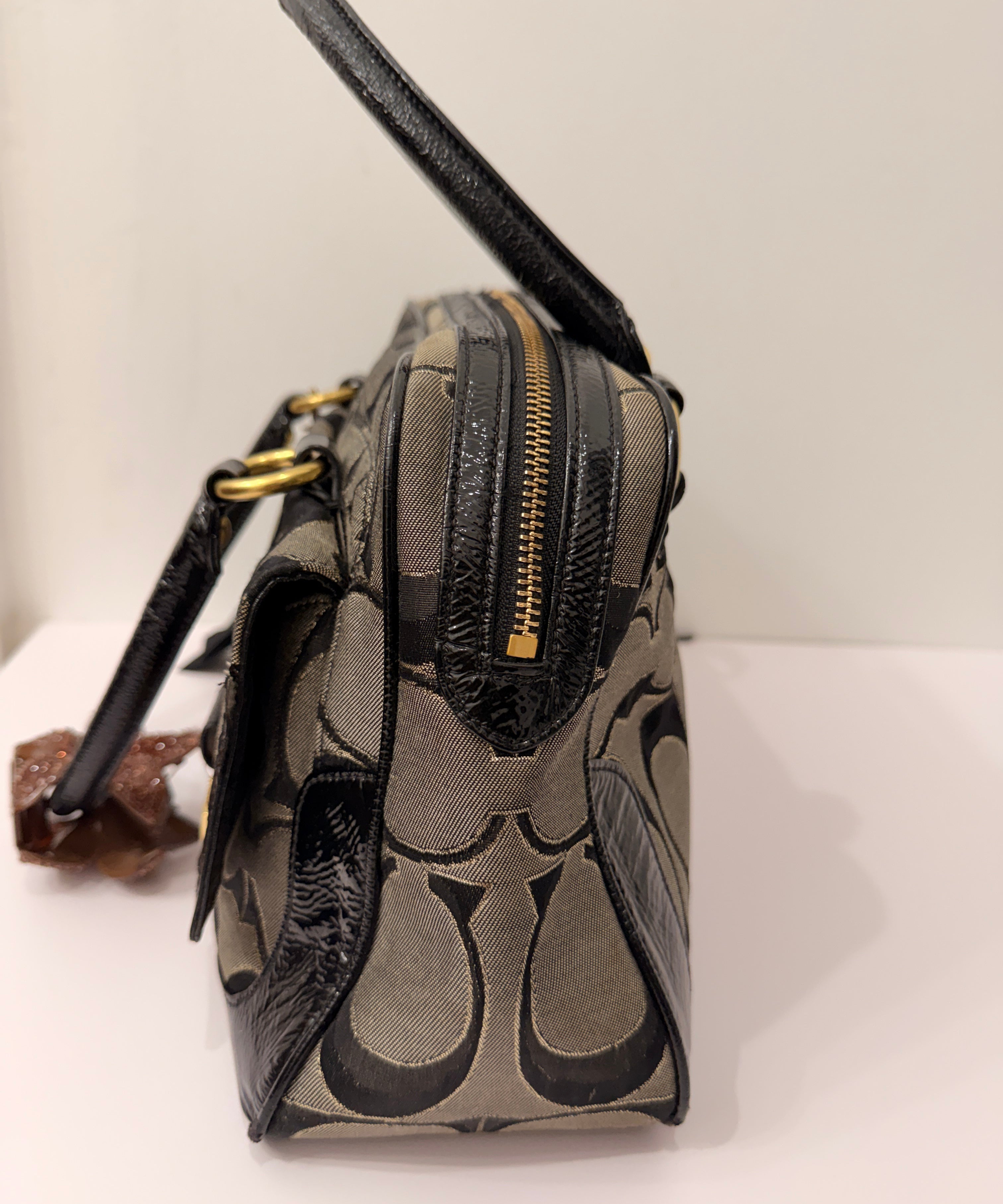 Coach Poppy Signature Pushlock Satchel Bag