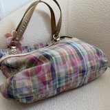 Coach Plaid Madras Poppy Tote Bag
