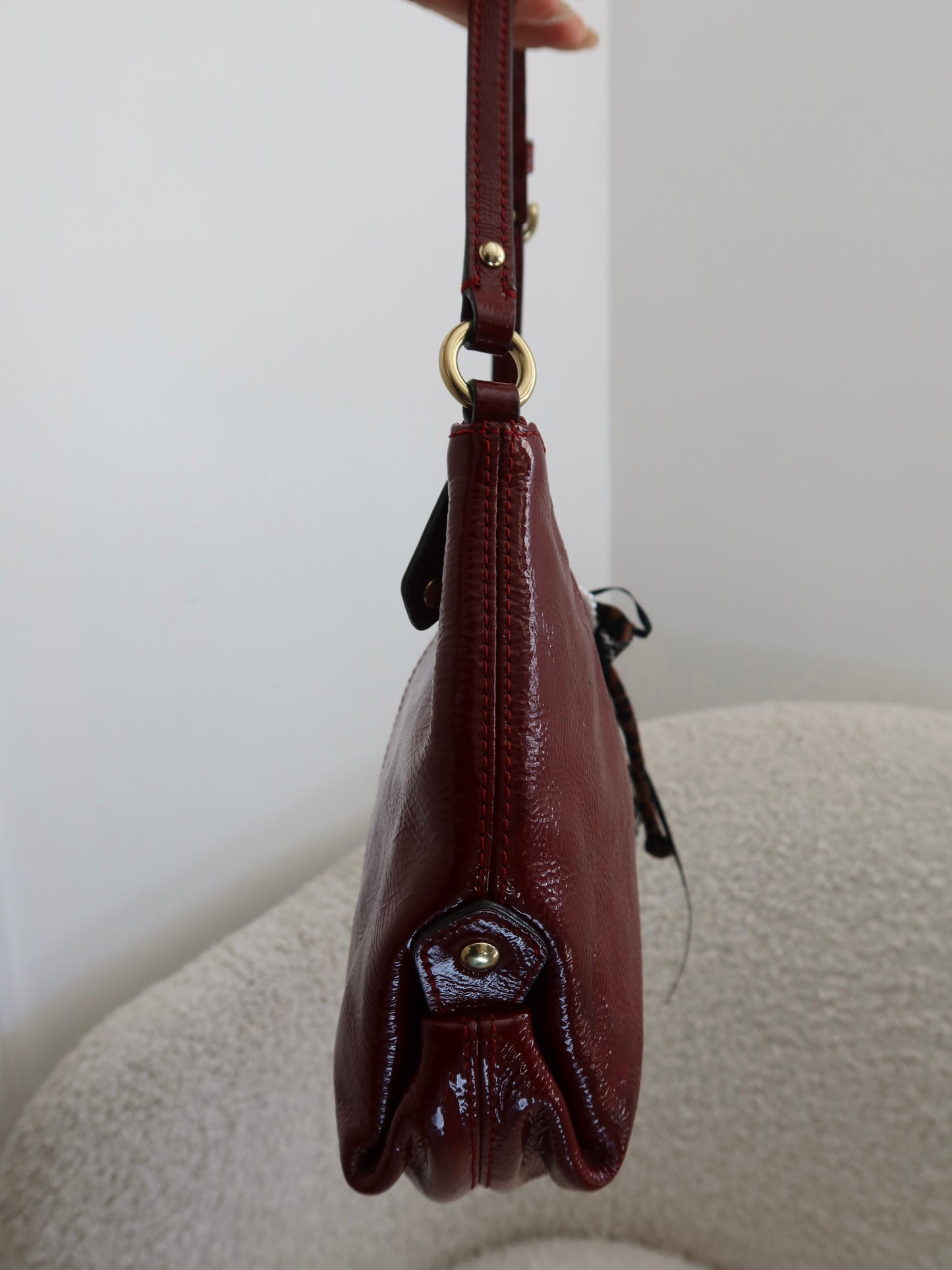 Burgundy Coach Patent Mini Bag