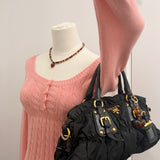 Black Prada Nylon Ruffle Bag
