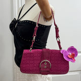 Rare Coach Pink Signature Demi Flap Bag