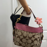 Coach Pink Trim Signature Zoe Bag