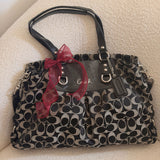 Coach Black Grey Signature Ashley Carry-All Bag