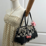 Coach Grey Stripe Signature Satchel Bag