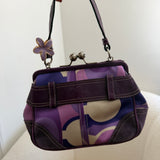 Rare Coach Swarovski Purple Optic Kisslock Hand Bag