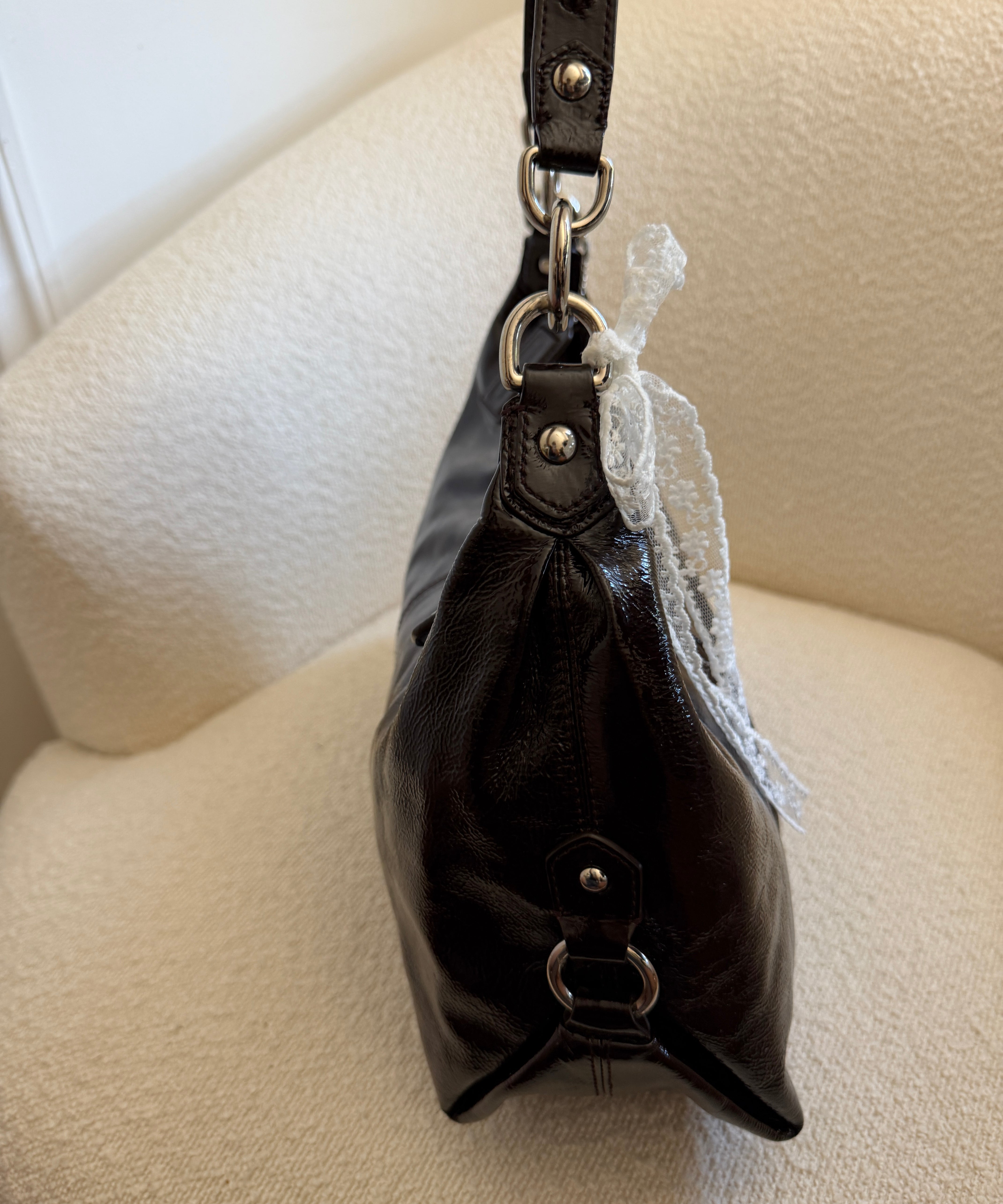 Coach Brown Patent Ashley Shoulder Bag