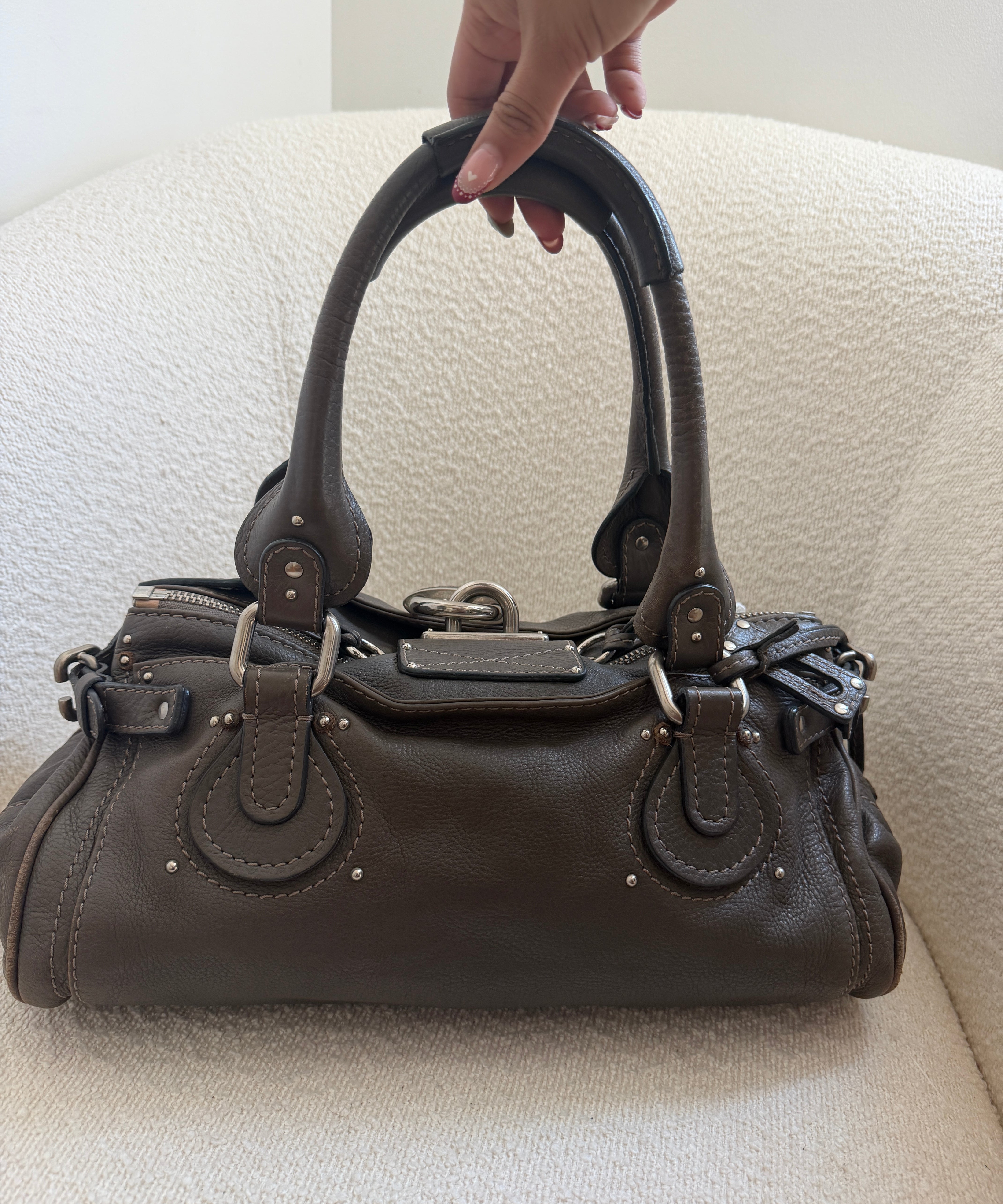 Rare Chloe Grey Paddington Leather Handbag