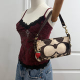 Rare Coach Cotton Monogram Mini Carly Bag