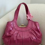 Coach Pink Canvas Ergo Kisslock Bag