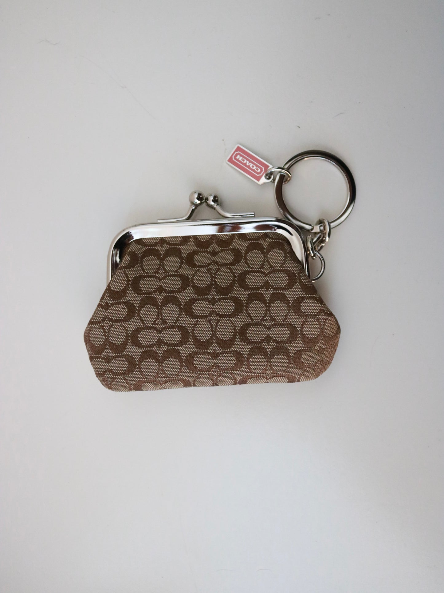 New Coach Brown Signature Mini Coin Purse