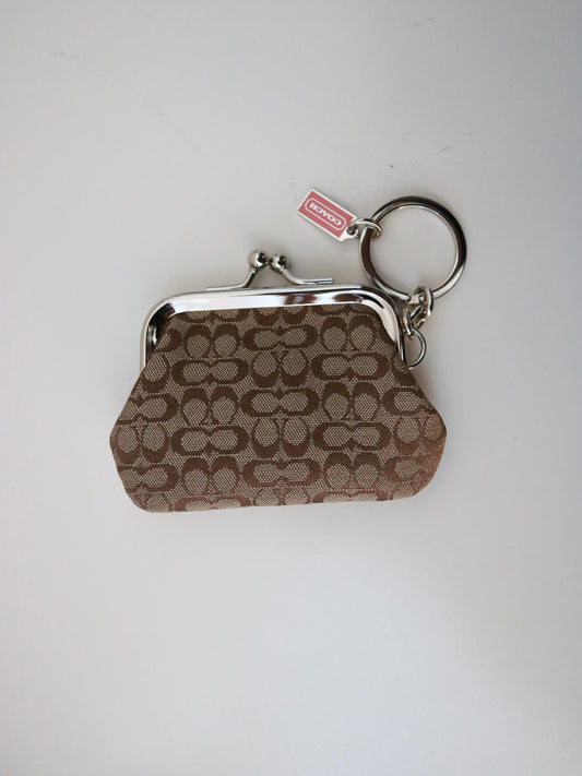 New Coach Brown Signature Mini Coin Purse