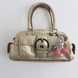 Coach Silver Shimmer Mini Boston Satchel Bag
