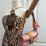 Rare Coach Pink Optic Double Pocket Soho Bag