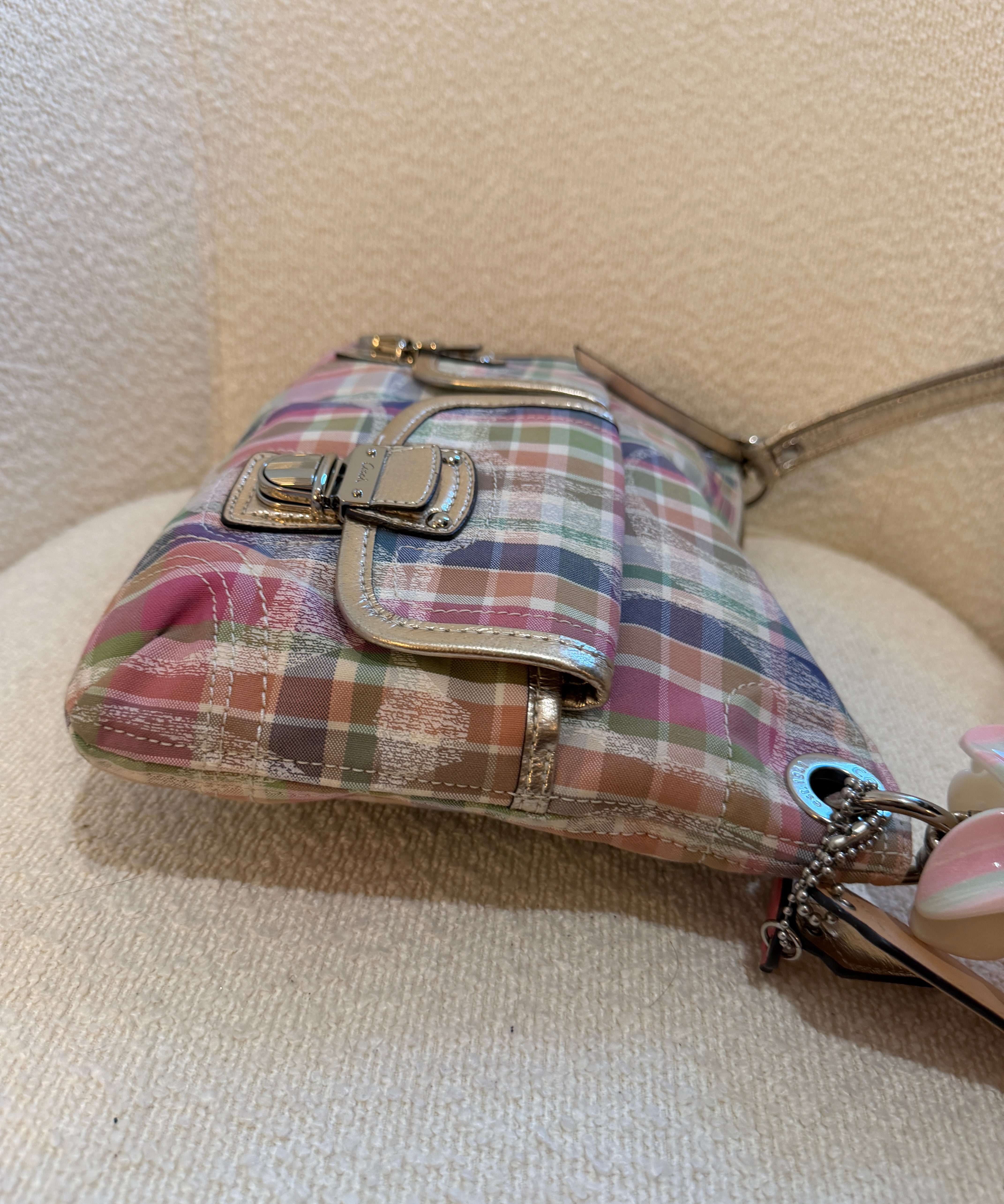 Rare Coach Poppy Multicolored Plaid Madras Bag